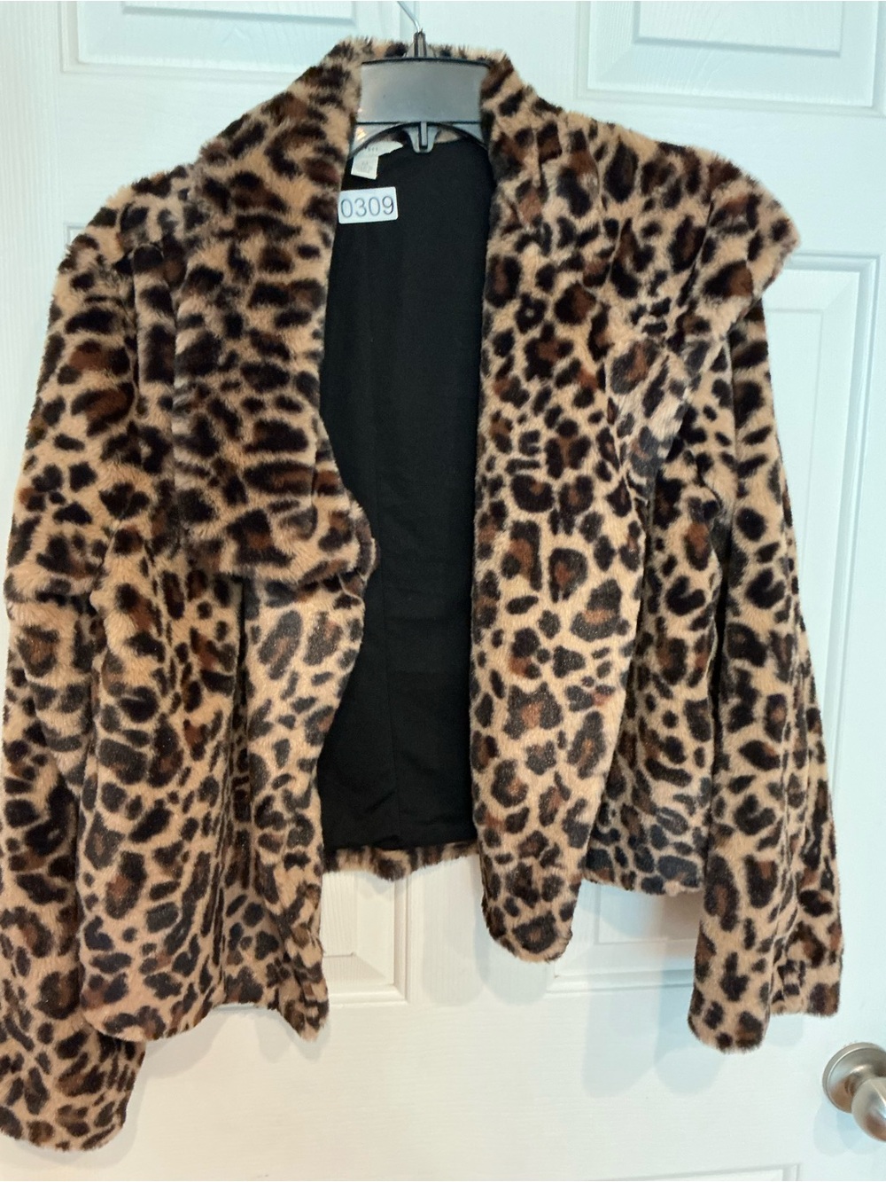 Women’s Leopard Print Teddy Jacket in Brown and Black - Cozy Open Front